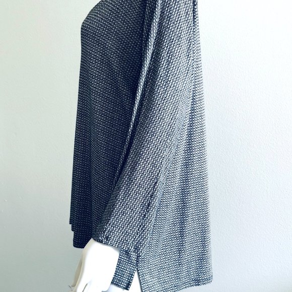 J Jill Wearever Collection V Neck Long Sleeve Black & White Top Tunic, L - Picture 5 of 7